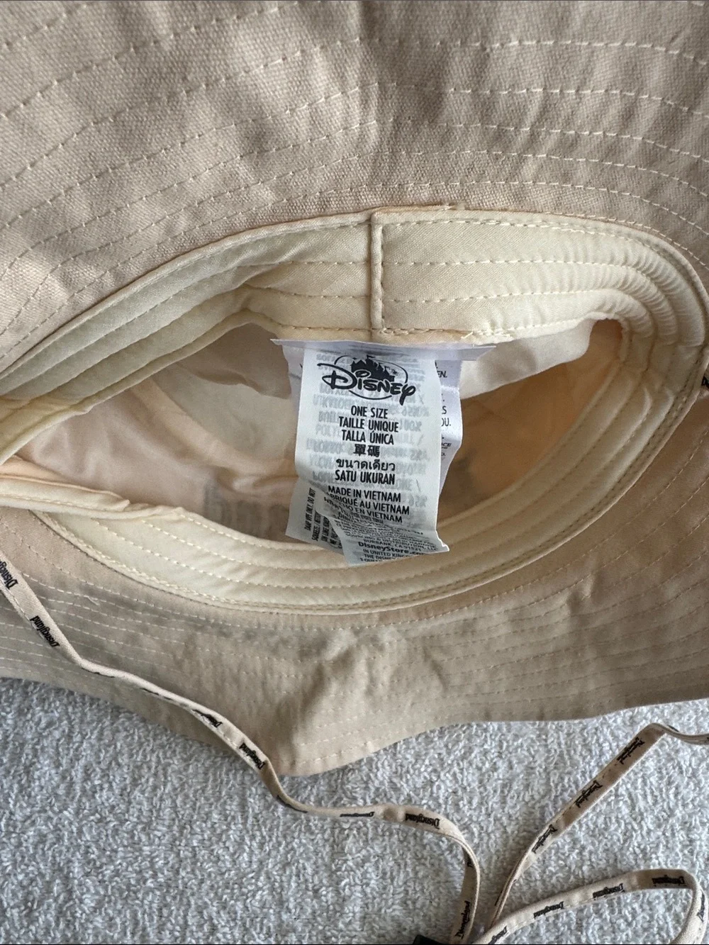 Disney Disneyland Beige Bucket Hat with Black Mickey Ears